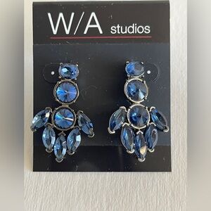 NWT Crystal Blue Statement Earrings